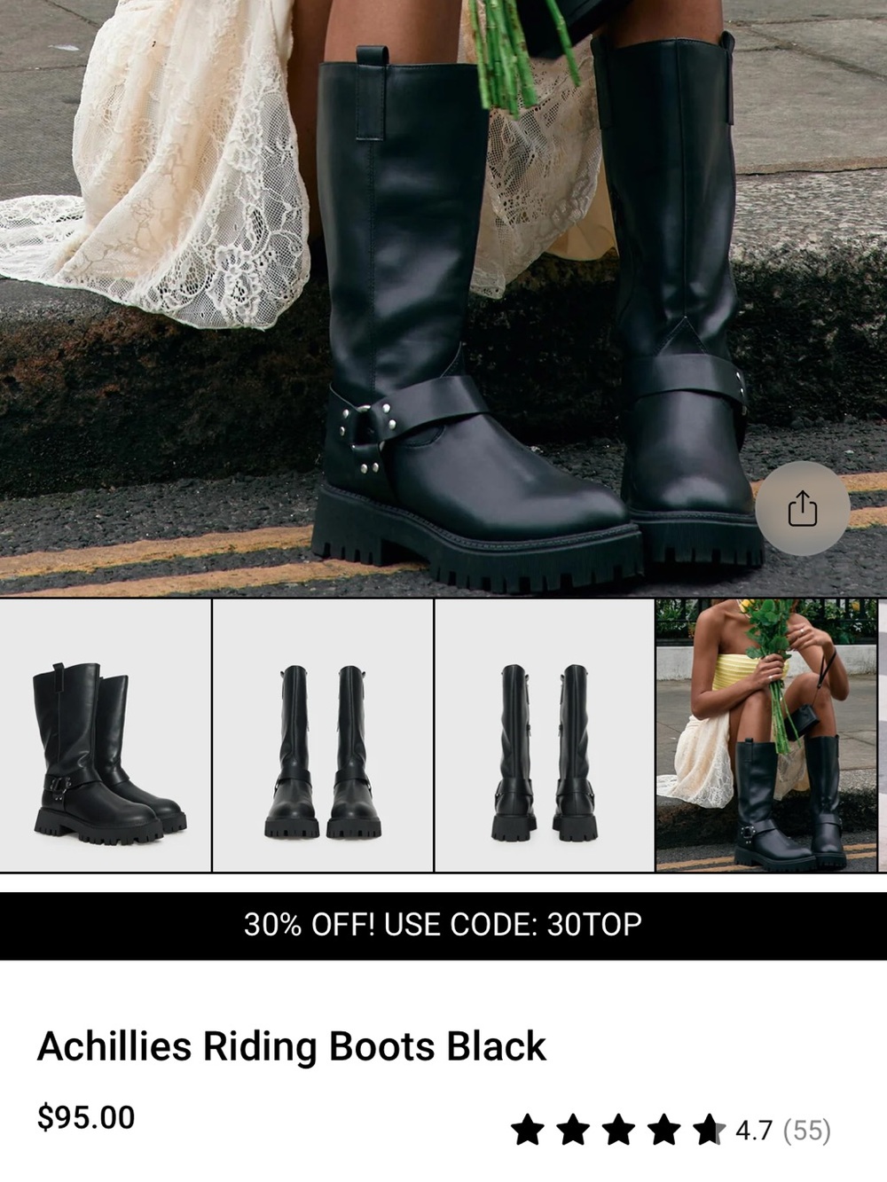 Princess Polly Achilles Black Boots